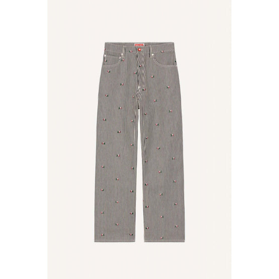 Men Rinse Striped Suisen Relaxed J - Rinse Blue Denim