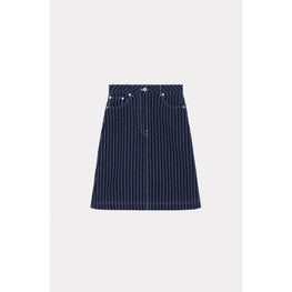 Women Rinse Blue Knee-Lentgh Skirt - Rinse Blue Denim