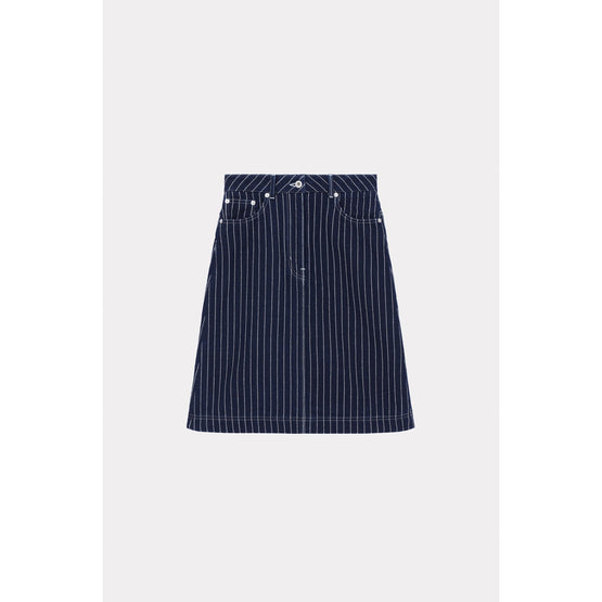 Women Rinse Blue Knee-Lentgh Skirt - Rinse Blue Denim