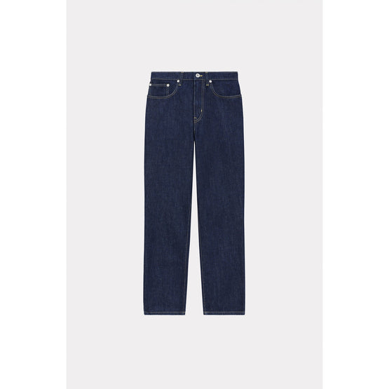 Women Blue Asagao Cropped Straight - Rinse Blue Denim