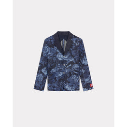 Women Printed Denim Blazer - Midnight Blue