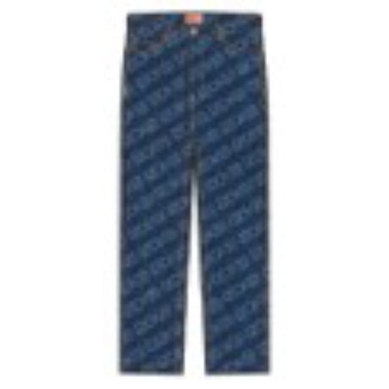Men Cropped Asagao Straight Jeans - Rinse Blue Denim