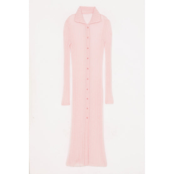 Women Sheer Solid Long Cardigan - Faded Pink