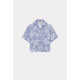 Women Flower Camo Hawaiian Shirt - Blue