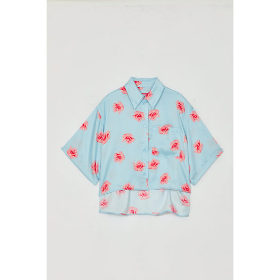 Women Kenzo Rose Cropped Shirt - Light Blue