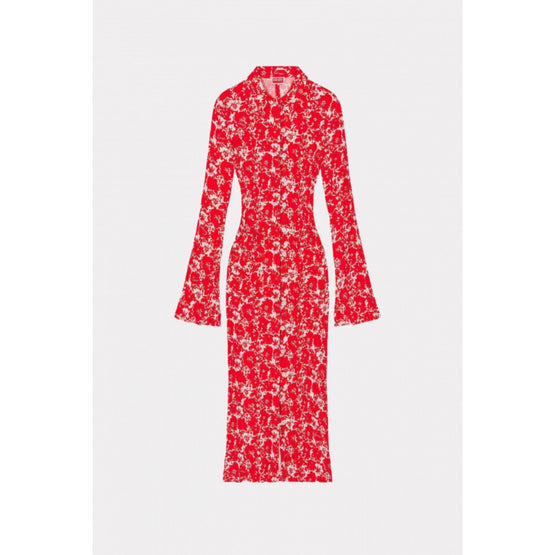 Women Flower Camo Cardi Dress - Medium Red