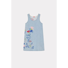 Women Kenzo Drawn Flowers Dress - Stone Bleached Blue Denim