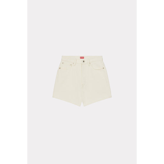 Women Solid Shorts - Stone Bleached White Denim