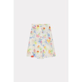 Women Drawn Flowers Pleated Skirt - Off White