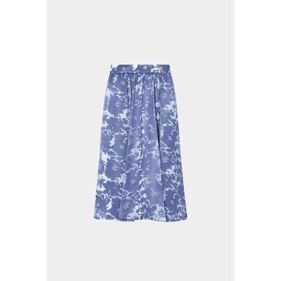 Women Flower Camo Midi Skirt - Blue