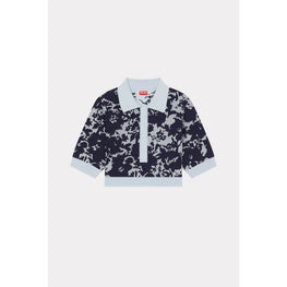 Women Kenzo Flower Camo Polo Top - Midnight Blue
