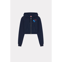 Women Drawn Flowers Zip-Up Hoodie - Midnight Blue