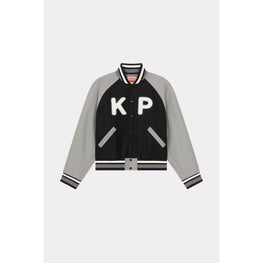 Men Wool Varsity Jacket - Black
