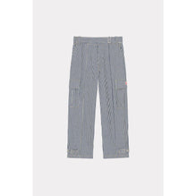Men Striped Army Straight Jeans - Rinse Blue Denim