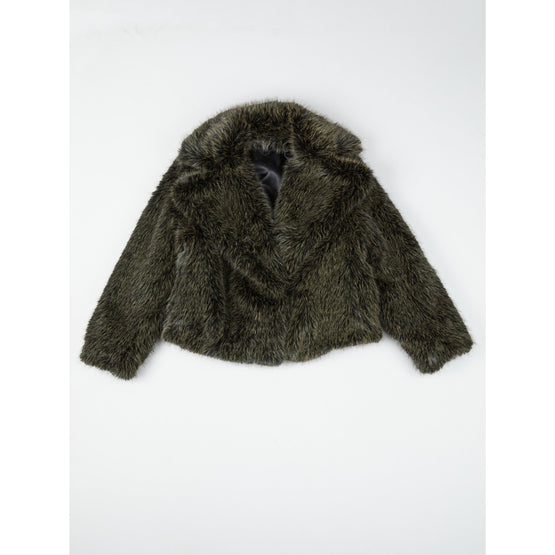 Women Short Fake Fur Blouson - Dark Brown