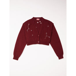 Women Constellation Cropped Cardigan - Bordeaux
