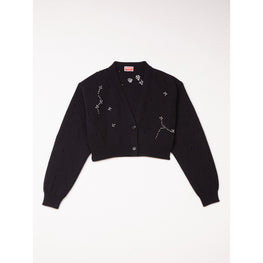 Women Constellation Cropped Cardigan - Black