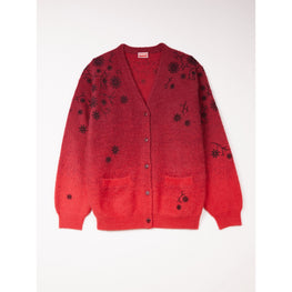 Women Marguerite Embellished Cardi - Cherry