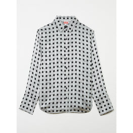 Women Weave Devore Oversized Shirt - Pale Grey