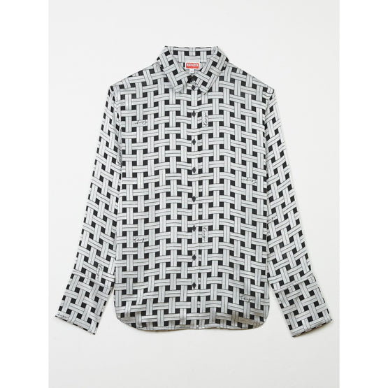 Women Weave Devore Oversized Shirt - Pale Grey
