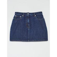 Women Mini Skirt Stripped Jacquard - Dark Stone Blue Denim