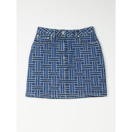 Women Mini Skirt Kenzo Weave - Medium Stone Blue Denim