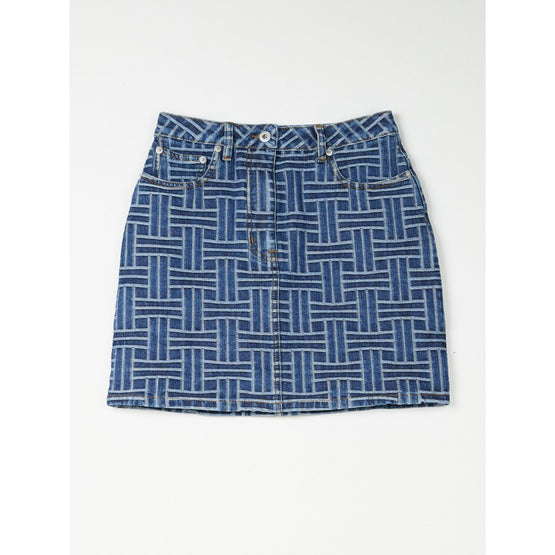 Women Mini Skirt Kenzo Weave - Medium Stone Blue Denim