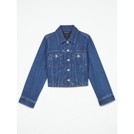 Women Trucker Jacket Stripped - Dark Stone Blue Denim