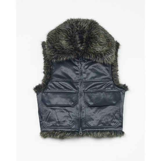 Women Fake Fur Gilet - Black
