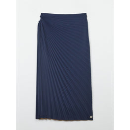 Women Sun-Ray Pleats Midi Skirt - Blue Black