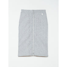 Women Bicolor Rib Full Zip Skirt - White