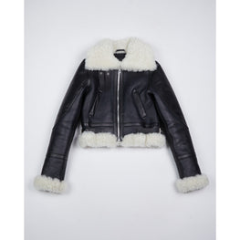 Women Shearling Bomber - Black