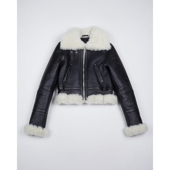 Women Shearling Bomber - Black