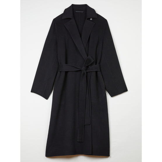 Women Long Cashemere Coat - Black