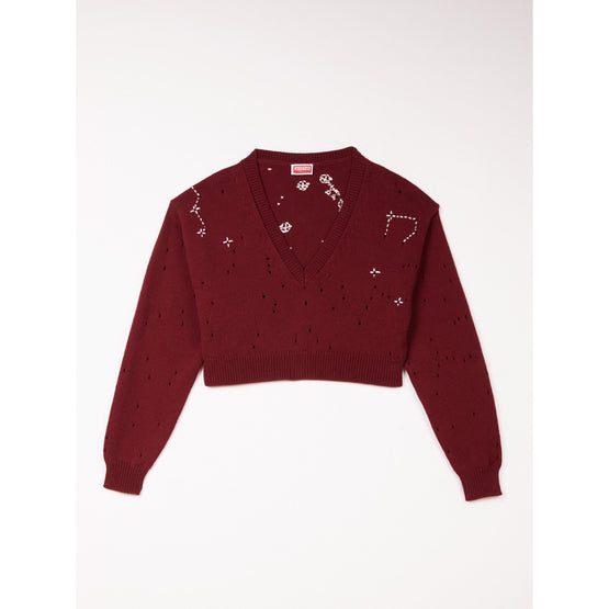 Women Constellation Cropped Jumper - Bordeaux