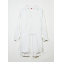 Women Oxford Knee Shirting Dress - White