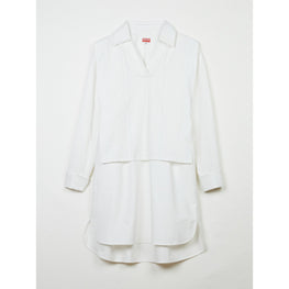 Women Oxford Knee Shirting Dress - White