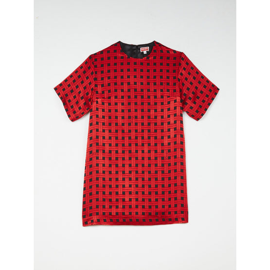 Women Weave Devore T-Shirt Dress - Cherry