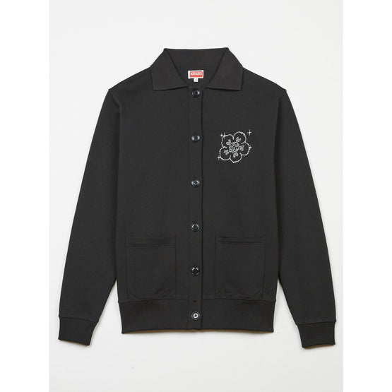 Women Constellation Emb Loose Cardig - Black