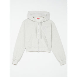 Women Constellation Cropped Zip Hood - Pale Grey