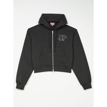 Women Constellation Cropped Zip Hood - Black
