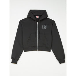 Women Constellation Cropped Zip Hood - Black