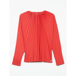 Women Sun-Ray Pleats Blouse - Cherry