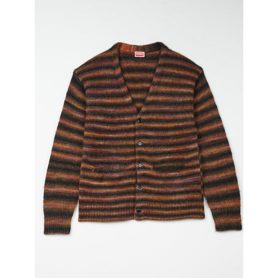 Men Stripes Cardigan - Black