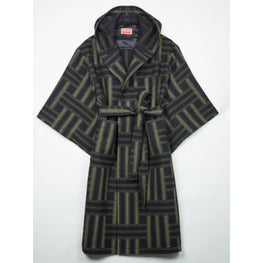 Men Weave Double-Breasted Coat - Black