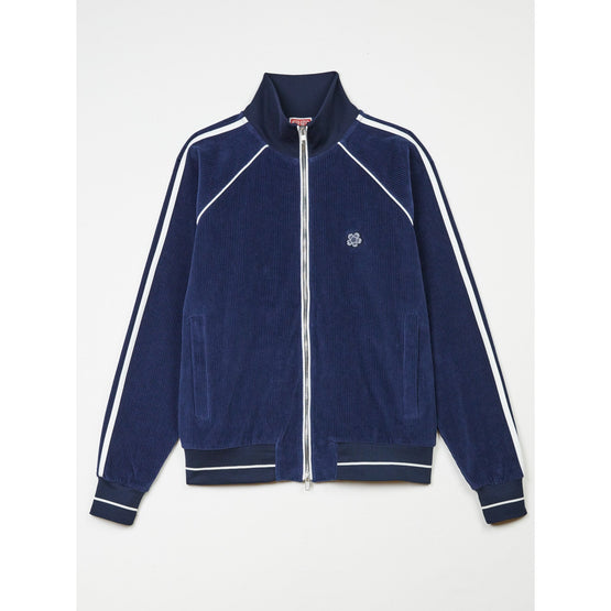 Men Velvet Track Jacket - Midnight Blue