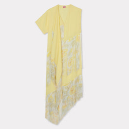 Women Kenzo Peonies Fringed Long Dre - Cream