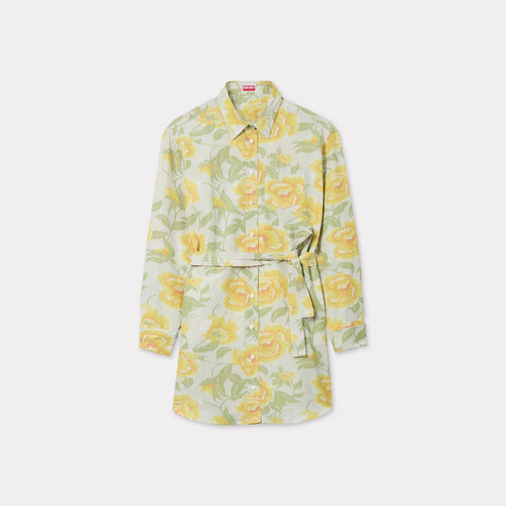 Women Kenzo Peonies Kimono Sleeve Sh - White