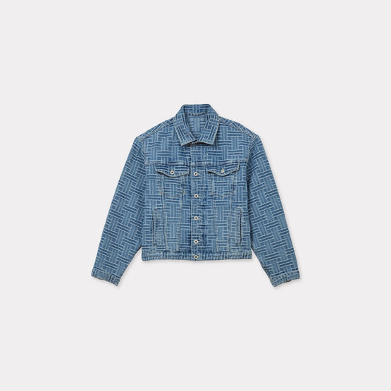 Men Kenzo Weave Trucker Jacket - Bleached Blue Denim