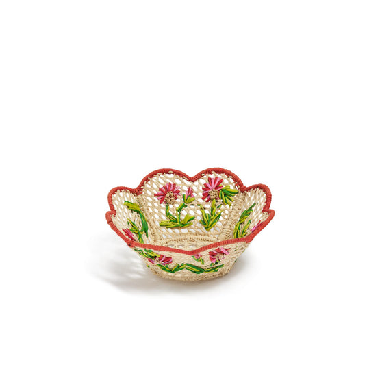 Roses D'Hiver Embroidered Rattan Baskets